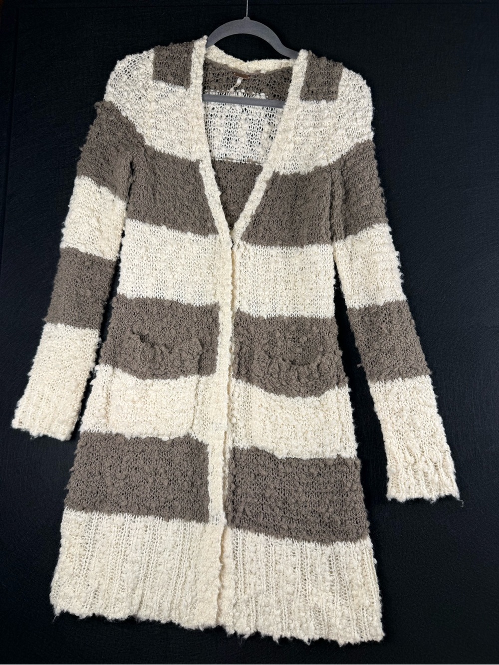 Free People Cuddle Bear Rugby Stripe Bouclé Duster Cardigan XS